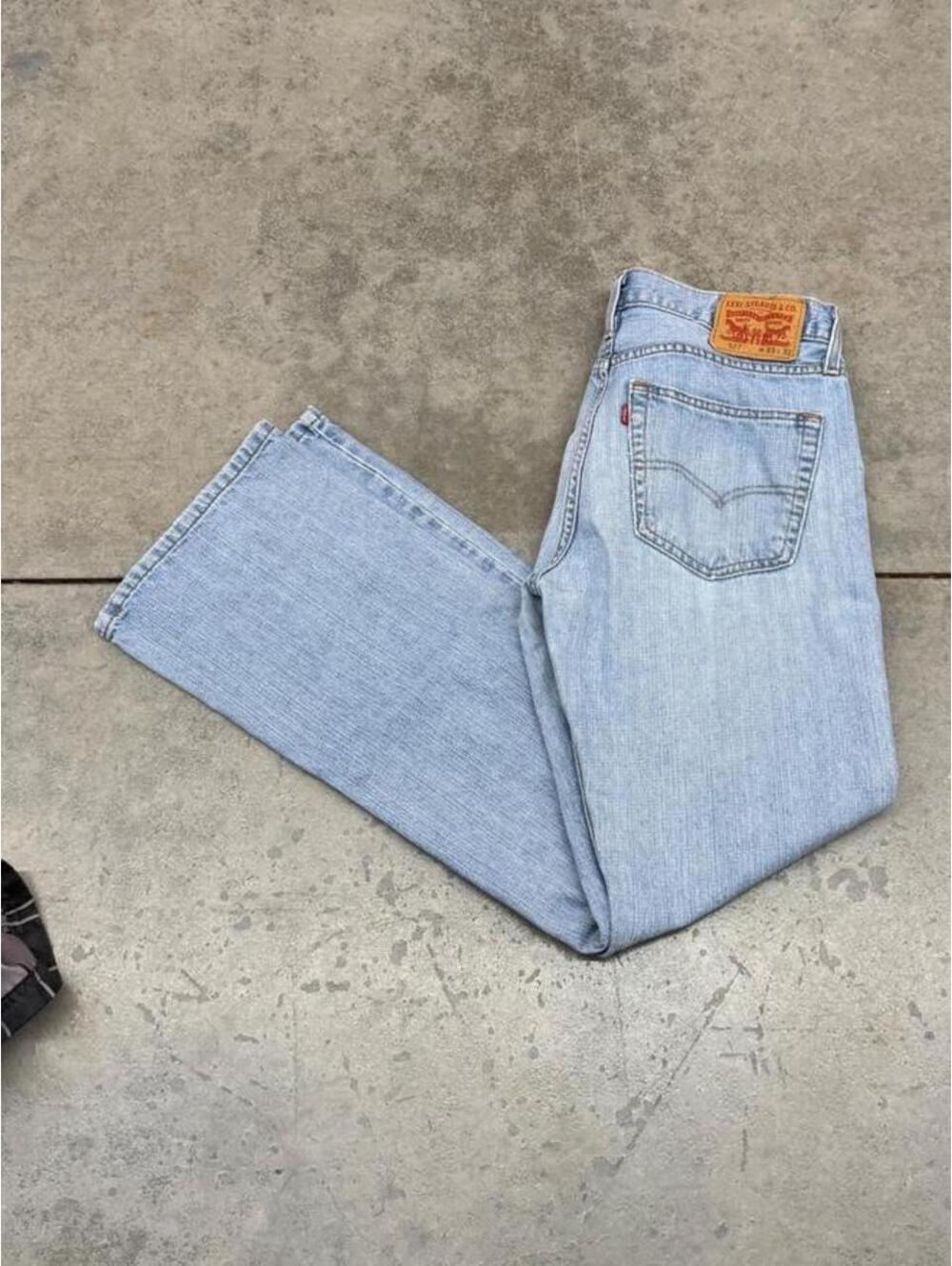 vintage levis 527 flared boot cut faded blue jeans size 33 x 32